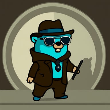Go blue gopher as Neo in Matrix movie style.