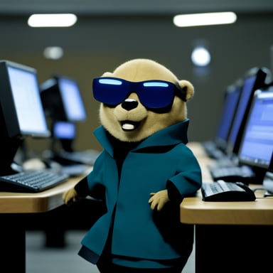 Go Blue Gopher as the hacker in The Matrix movie.