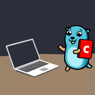Go Blue Gopher passing a Red C++ Gopher