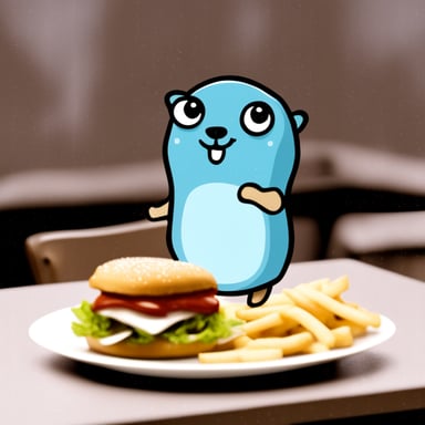 Go Blue Gopher having lunch