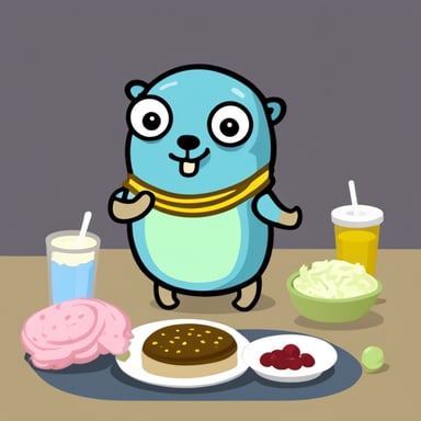Go Blue Gopher having lunch