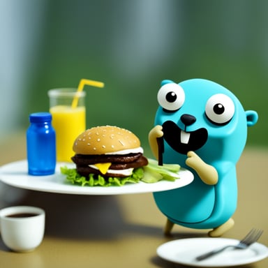 Go Blue Gopher having lunch