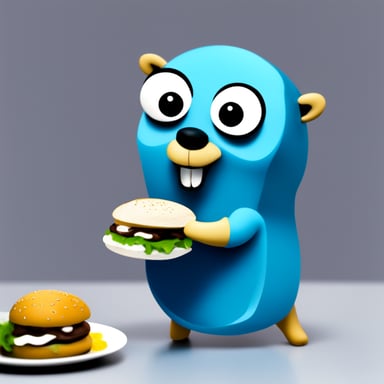 Go Blue Gopher having lunch