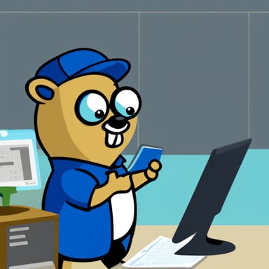 Go Blue Gopher calculating with an Excel sheet.