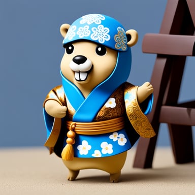 Go Blue Gopher in a nice blue Japanese kimono.