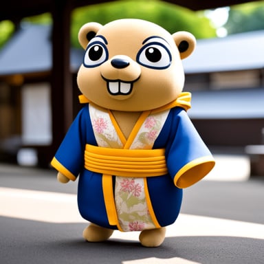 Go Blue Gopher in a Japanese kimono in Japan.