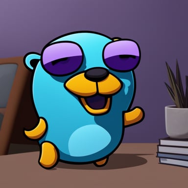 Go Blue Gopher, the programmer, is hurrying to complete a chatbot for Twitch.