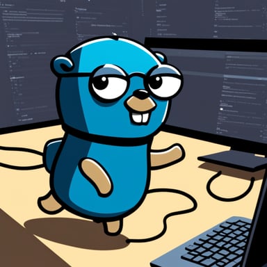 Go Blue Gopher, the programmer, is hurrying to complete a chatbot for Twitch.