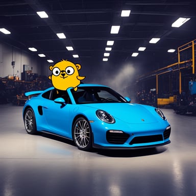 Go Blue Gopher in a Porsche