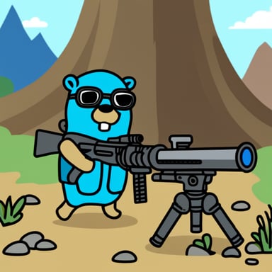 Go Blue Gopher as Machine Gun Gopher
