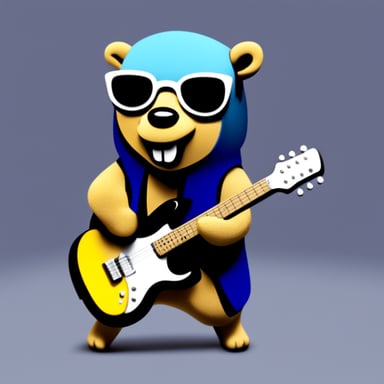Go Blue Gopher as a metal guitarist.