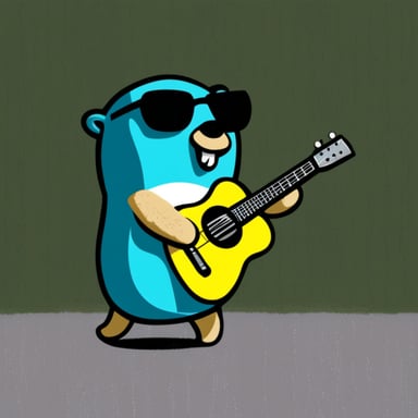 Go Blue Gopher as a metal guitarist.