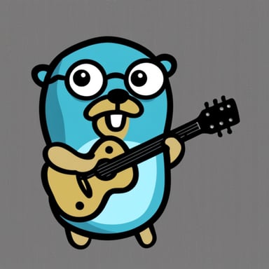 Go Blue Gopher as a metal guitarist.