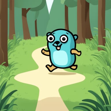 Go Blue Gopher running away from bad code.