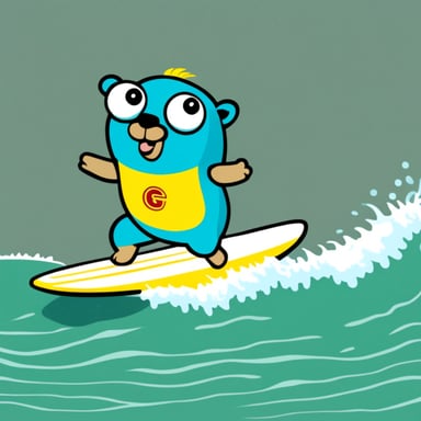 Go Blue Gopher is surfing.