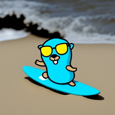 Go Blue Gopher is surfing.