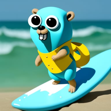 Go Blue Gopher is surfing.