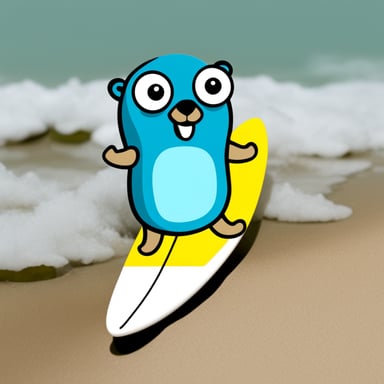 Go Blue Gopher is surfing.