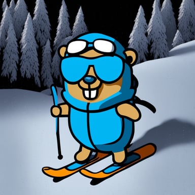 Go blue gopher went skiing.