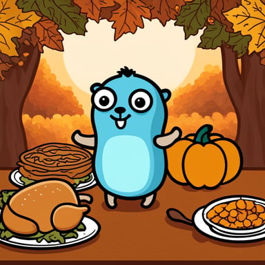 Thanksgiving with Go Blue Gopher