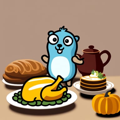 Thanksgiving with Go Blue Gopher