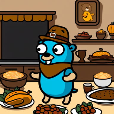 Thanksgiving with Go Blue Gopher