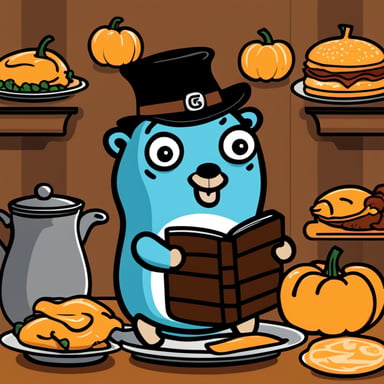 Thanksgiving with Go Blue Gopher