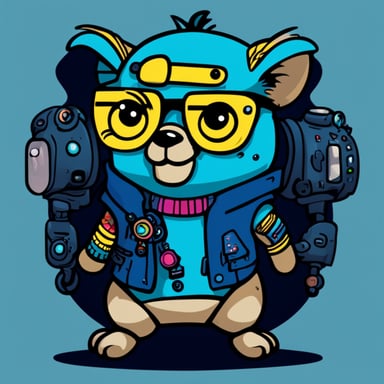 Cyber punk go blue gopher with tattoos and crazy colorful hair