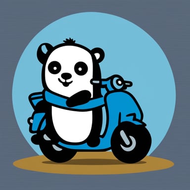 A go blue gopher riding a panda.