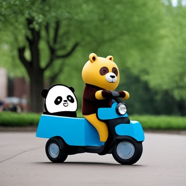 A go blue gopher riding a panda.