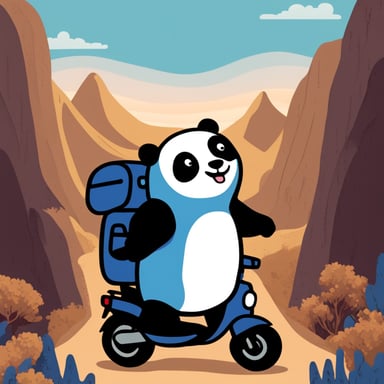 A go blue gopher riding a panda.