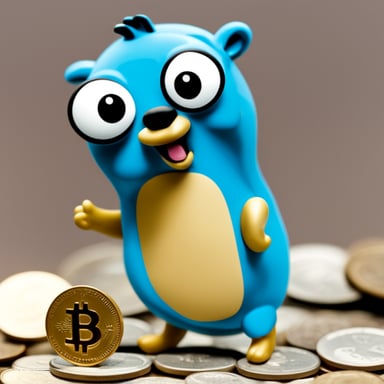 Go Blue Gopher, happy and the size of a nickel, stands beside a loonie.