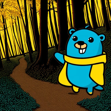 A big forest is the home of the Go Blue Gopher.