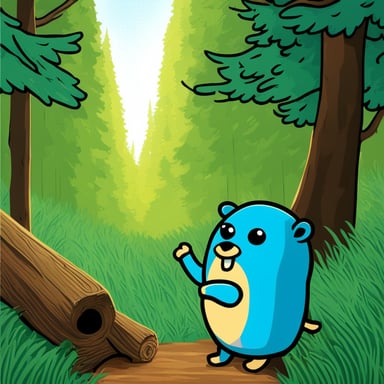 A big forest is the home of the Go Blue Gopher.