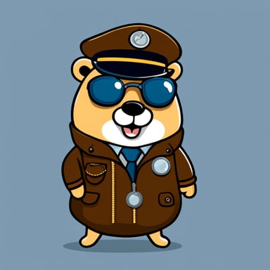 Go blue gopher in cartoon style as pilot with the airplane