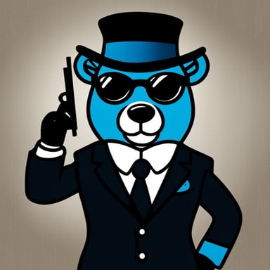 A classy, James Bond-like Go Blue Gopher.