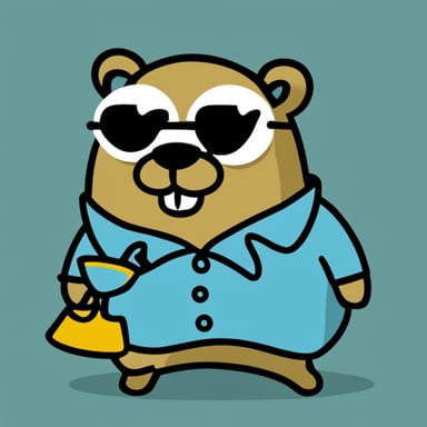 A classy, James Bond-like Go Blue Gopher.