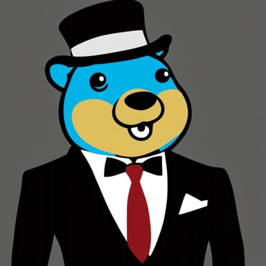 A classy, James Bond-like Go Blue Gopher.