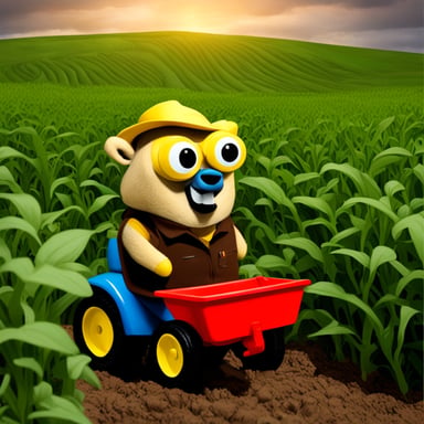 Go Blue Gopher as farmer John Deere