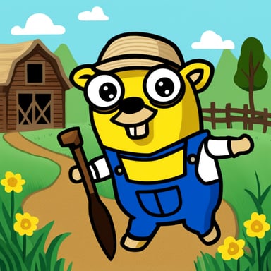 Go Blue Gopher as farmer John Deere
