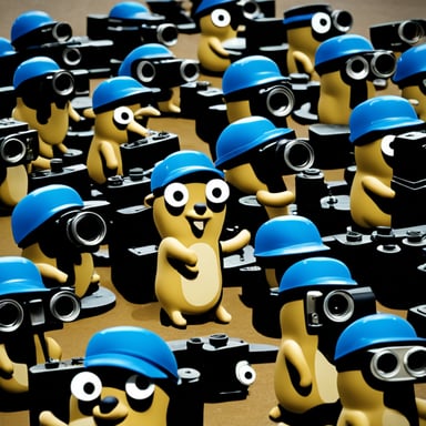 The go blue gopher has a lot of cameras.