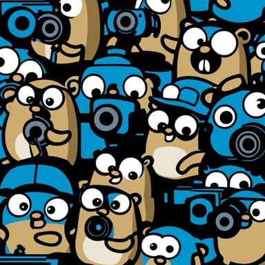 The go blue gopher has a lot of cameras.