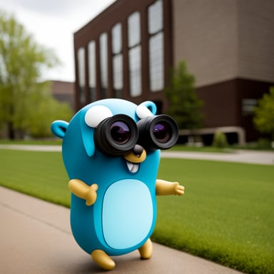 Go Blue Gopher has cameras for eyes, enabling a unique perspective on the world.