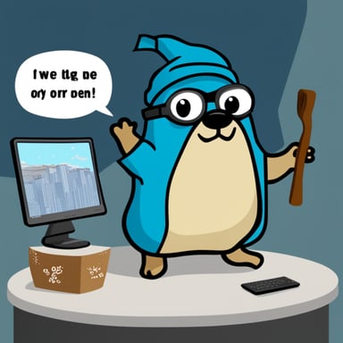 Greek philosopher Go Blue Gopher teaching the masses about the dangers of using the JVM.