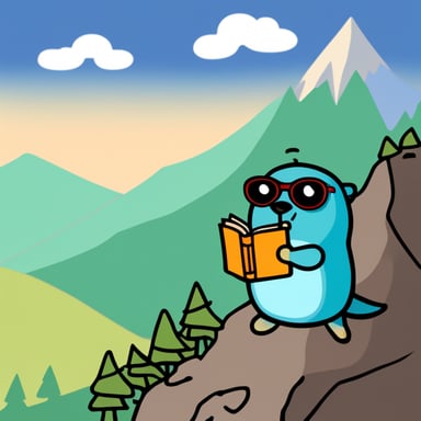 Go Blue Gopher preaching from atop a mountain saying Java is evil.