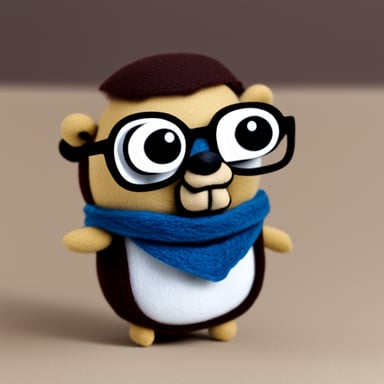 Go Blue Gopher felt sad, wearing glasses and a hipster shirt.