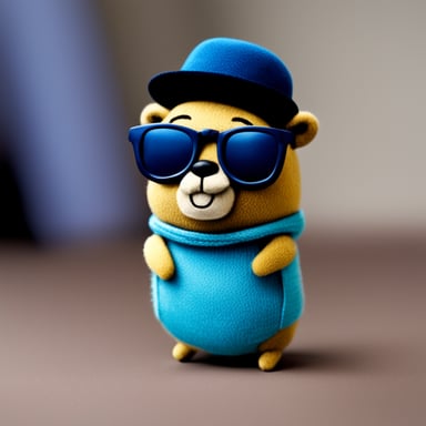Go Blue Gopher felt sad, wearing glasses and a hipster shirt.