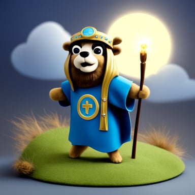 Go Blue Gopher as Jesus gopher with halo, realistic.