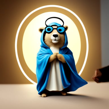Go Blue Gopher as Jesus gopher with halo, realistic.