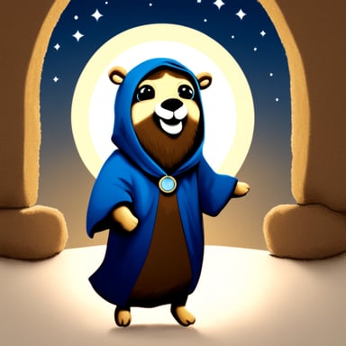 Go Blue Gopher as Jesus with halo, realistic background.